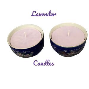 Handmade candles in Cobalt Blue bowls